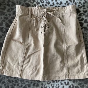 Forever 21 Tan mini Jean Zip Up Skirt